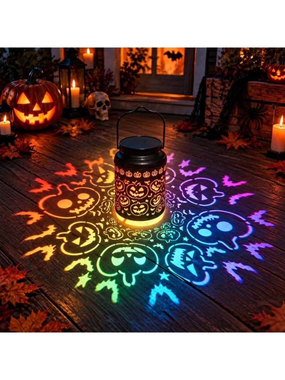 New Halloween Pumpkin Solar Lantern Color-Changing Jack-O-Lantern Outdoor Decor